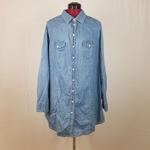 Women's Lane Bryant Shirt 18/20 Pearl Snap Denim